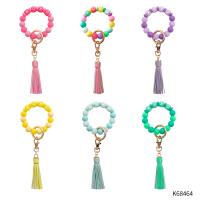 Key Chain, Silicone, med PU & Nylonsnor & Zinc Alloy, Tassel, for kvinde & luminated, flere farver til valg, Længde Ca. 7.4-11 inch, Solgt af PC