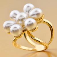 Sjaal gesp, Zinc Alloy, met Plastic Pearl, Bloem, gold plated, voor vrouw & met strass, 17-21mm, 20pC's/Lot, Verkocht door Lot