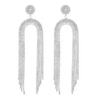 Fashion Fringe Oorbellen, Zinc Alloy, Geometrisch Patroon, plated, voor vrouw & met strass, meer kleuren voor de keuze, 47x172mm, Verkocht door pair