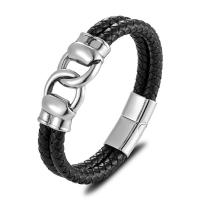 PU leder koord armbanden, met Titanium Staal, gold plated, uniseks, meer kleuren voor de keuze, Lengte Ca 8.26 inch, Verkocht door PC