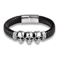 PU cavo bracciali, with Titantium acciaio, unisex & stili diversi per la scelta, nero, Lunghezza Appross. 8.26 pollice, Venduto da PC