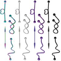 Bijoux de piercing d'oreille en acier inoxydable, acier inoxydable 316L, Placage, 4 pièces & unisexe, plus de couleurs à choisir, 36mm, 20ensemblessérie/lot, Vendu par lot