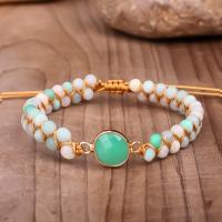 Natürliches Amazonite Bracelets, Terylen Schnur, mit Amazonit & Messing, mit Verlängerungskettchen von 12cm, Modeschmuck & für Frau, farbenfroh, verkauft per 16 cm Strang