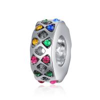 Zinc Alloy Spacer Kralen, Rond plat, silver plated, DIY & met strass, multi-gekleurde, nikkel, lood en cadmium vrij, 10-15mm, Verkocht door PC