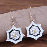 Zinc Alloy Drop Earring, spinneweb, gold plated, voor vrouw & glazuur, gemengde kleuren, nikkel, lood en cadmium vrij, 23x43mm, Verkocht door pair