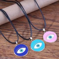 Evil Eye šperky náhrdelník, Zinek, s Vosk, s 4cm extender řetězce, Flat Round, barva pozlacený, unisex & smalt, více barev na výběr, nikl, olovo a kadmium zdarma, 24x33mm, Délka Cca 44 cm, Prodáno By PC