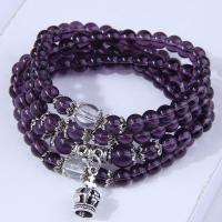 Crystal Armbånd, Krystal, med Zinc Alloy, med 4cm extender kæde, Crown, sølvfarvet forgyldt, Unisex, Violet, 5mm,10x20mm, Længde Ca. 65 cm, Solgt af PC