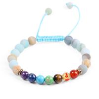 Bracelets de pierres précieuses, Amazonite, avec cordon de polyester & pierre gemme, Rond, fait à la main, unisexe & réglable, couleurs mélangées, Longueur 7.93 pouce, Vendu par PC