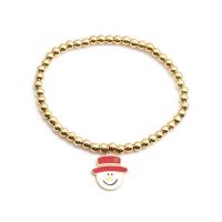 Bracelet de vacances de Noël, acier inoxydable 316L, bonhomme de neige, Placage de couleur d'or, unisexe & émail, doré, 17x15mm, Longueur 16-22 cm, Vendu par PC