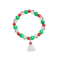 Bracelet de vacances de Noël, Des billes de verre, avec calcédoine, Placage, Conception de Noël & styles différents pour le choix & pour femme & émail, Longueur 6.3 pouce, Vendu par PC