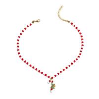 Kerst Kettingen, Seedbead, met Zinc Alloy, met 2.17 extender keten, Kerst Candy Cane, gold plated, Kerstontwerp & voor vrouw & glazuur, Lengte 14.57 inch, Verkocht door PC