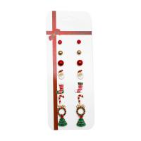 Kerst Oorbellen, Zinc Alloy, plated, 8 stuks & Kerstontwerp & verschillende stijlen voor de keuze & voor vrouw, gemengde kleuren, nikkel, lood en cadmium vrij, 3-16mm, 8paren/Stel, Verkocht door Stel