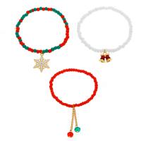 Pulseiras do  Natal, Seedbead, with liga de zinco, cromado de cor dourada, Design de Natal & três peças & para mulher & esmalte, cores misturadas, comprimento 7.1 inchaltura, 3PCs/Defina, vendido por Defina