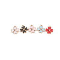 Zink legering emalje vedhæng, Zinc Alloy, Four Leaf Clover, guldfarve belagt, du kan DIY & med rhinestone, flere farver til valg, nikkel, bly & cadmium fri, 16x13mm, Solgt af PC