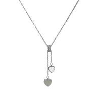 Kubieke Zirkoon Micro Pave Brass Ketting, Messing, met 5cm extender keten, Hart, silver plated, mode sieraden & micro pave zirconia & voor vrouw, zilver, nikkel, lood en cadmium vrij, Lengte 40 cm, Verkocht door PC