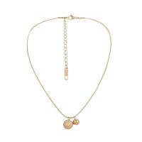 Titanium Steel Necklace with 6.5cm extender chain Round Vacuum Ion Plating fashion jewelry & adjustable & for woman golden Length 40 cm Sold By PC