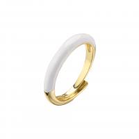 Brass Finger Ring gold color plated Adjustable & for woman & enamel Sold By PC