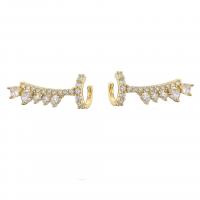 Trendy ear cuffs, Messing, plated, micro pave zirconia & voor vrouw, meer kleuren voor de keuze, 20mm, Verkocht door pair