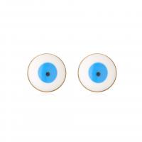 Evil Eye Earrings Brass gold color plated for woman & enamel Sold By Pair