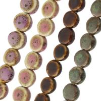 PorseleinJuwelen Beads, Porselein, Rond plat, DIY, meer kleuren voor de keuze, 12x12x6mm, 33pC's/Strand, Per verkocht Ca 15 inch Strand