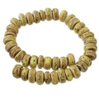 Gioielli perline porcellana, Cerchio piatto, DIY, giallo, 4x8x8mm, 40PC/filo, Venduto per Appross. 7 pollice filo