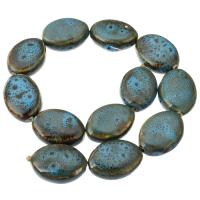 Posliini korut Helmet, Flat Oval, tee-se-itse, skyblue, 32x24x12mm, 12PC/Strand, Myyty Per N. 15 tuuma Strand