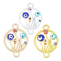 Evil Eye -Anschluss, Zinklegierung, rund, plattiert, unisex & Emaille & 1/1-Schleife & hohl, keine, frei von Nickel, Blei & Kadmium, 25x17mm, ca. 100PCs/Tasche, verkauft von Tasche