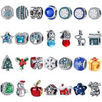 Europa Beads Weihnachten, Zinklegierung, plattiert, Weihnachts-Design & DIY & verschiedene Stile für Wahl & Emaille & mit Strass, keine, frei von Nickel, Blei & Kadmium, 10-15mm, verkauft von PC