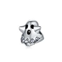 Zinc Alloy Europæiske store hulperler, spøgelse, sølvfarvet forgyldt, Halloween Design & du kan DIY & emalje & med rhinestone, nikkel, bly & cadmium fri, 10-15mm, Solgt af PC