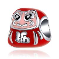 Zinc Alloy Europese Grote Hol Kralen, silver plated, DIY & glazuur, rood, nikkel, lood en cadmium vrij, 10-15mm, Verkocht door PC