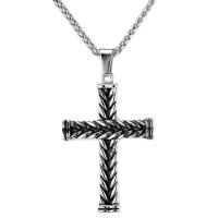 Sinc Alloy Jewelry muince, Cross, dath airgid plated, do fear, airgid, nicil, luaidhe & caidmiam saor in aisce, 33x55mm, Fad 23.62 Inse, Díolta De réir PC