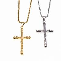 Nerūdijančio plieno Cross Pakabukai, 304 Nerūdijantis plienas, Nukryžiuotojo Kryžius, unisex, daugiau spalvų pasirinkimas, 45x25mm, Pardavė PC