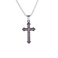 Sinc Alloy Jewelry muince, Cross, plátáilte, unisex & le rhinestone, dathanna níos mó le haghaidh rogha, nicil, luaidhe & caidmiam saor in aisce, 24x44mm, Fad 27.56 Inse, Díolta De réir PC