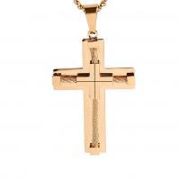 Titanium Steel Necklace Cross plated & for man Length 23.62 Inch Sold By PC