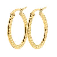 Brinco de argola de aço inoxidável de Mens, Aço inoxidável 304, 18K banhado a ouro, joias de moda & para mulher, dourado, 26x19mm, vendido por par