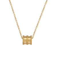 Collier d'acier titane, avec 5cm chaînes de rallonge, pilier, bijoux de mode & styles différents pour le choix & pavé de micro zircon & pour femme, doré, Longueur 40 cm, Vendu par PC