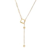 Collana di titanio acciaio, Titantium acciaio, with 5cm extender chain, Piazza, gioielli di moda & regolabile & per la donna, dorato, Lunghezza 50 cm, Venduto da PC