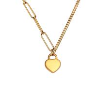 Titanium Steel Necklace Heart Vacuum Ion Plating fashion jewelry & micro pave cubic zirconia & for woman golden Sold By PC