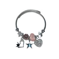 304 acciaio inox Europea Cuff Bangle, with resina & lega in zinco, Regolabile & gioielli di moda & per la donna & con strass, nessuno, Diametro interno:Appross. 58mm, Venduto da PC