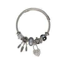 304 acciaio inox Europea Cuff Bangle, with resina & lega in zinco, Regolabile & gioielli di moda & per la donna & con strass, nessuno, Diametro interno:Appross. 58mm, Venduto da PC