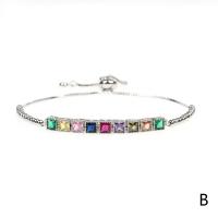 Bracelet cubique en laiton zircon pavent, Placage, Réglable & pavé de micro zircon & pour femme, plus de couleurs à choisir, 220mm, Vendu par PC