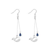 Cubic Zirconia micro pavimenta Sterling Silver Earring, 925 sterline d'argento, balena, placcato platino, Micro spianare cubic zirconia & per la donna, colore originale, 54x13mm, Venduto da coppia