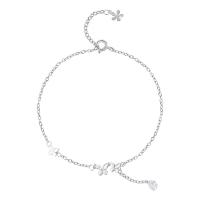 Fashion Sterling Silver Anklet 925 Sterling Silver polished micro pave cubic zirconia & for woman original color 260mm Sold By PC