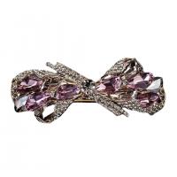 Broche cristal, alliage de zinc, avec cristal, Noeud papillon, Placage de couleur d'or, pour femme & avec strass, plus de couleurs à choisir, 31x79mm, Vendu par PC