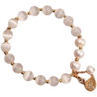 Cat's eye armbanden, Cats Eye, met Zinc Alloy, Zwaan, gold plated, Koreaanse stijl & voor vrouw & met strass, 8mm, Lengte Ca 6.5 inch, Verkocht door PC