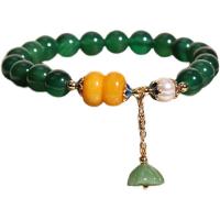 Bracelet de bijou en agate , agate verte, avec perle d'eau douce cultivée, de lotus la graine, Style coréen & pour femme, 8mm, Longueur Environ 6.5 pouce, Vendu par PC