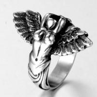 Titanium Stål Fingerring, Angel, poleret, forskellig størrelse for valg & for mennesket, oprindelige farve, Solgt af PC