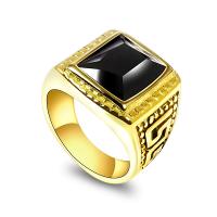 Titanium ringen, Titanium Staal, met Bergkristal, gold plated, verschillende grootte voor keus & voor de mens, Verkocht door PC