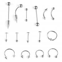 316L roestvrij staal Body Piercing sieraden set, plated, 15 stuks & uniseks, meer kleuren voor de keuze, 1.0mm,1.2mm,1.6mm, 50sets/Lot, Verkocht door Lot