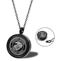 Cremation Jewelry Ashes Urn Necklace Titanium Steel Vacuum Ion Plating Unisex black Length Approx 17.71 Inch Sold By PC